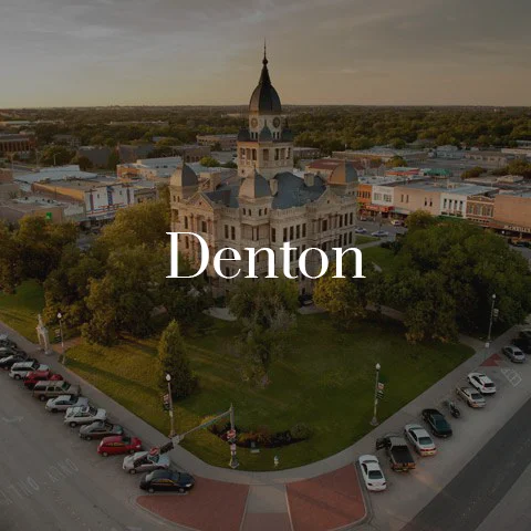 Aerial view of the Denton County Courthouse square